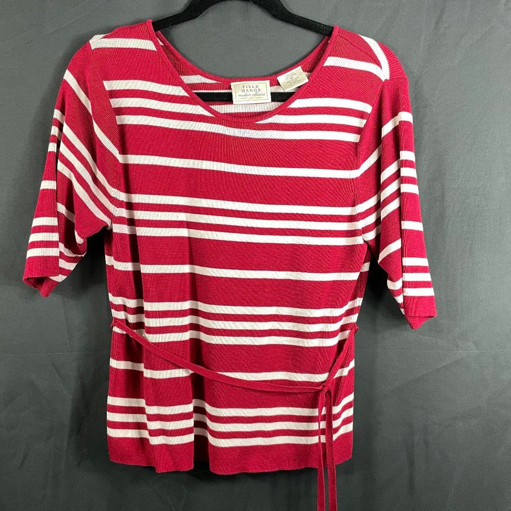 Ladies size Medium Field Manor Modern Classics short sleeve sweater.